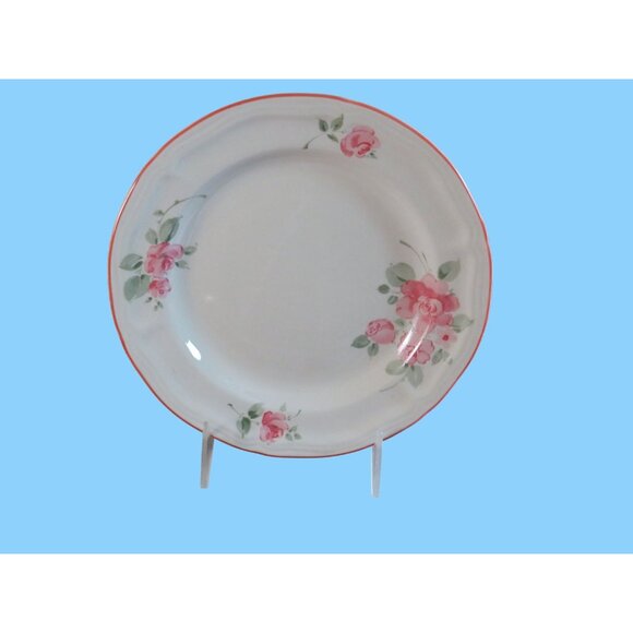 Gibson Housewares Floral Salad Plates Pink Roses Design 8.5" Set Of 3 - Picture 5 of 8